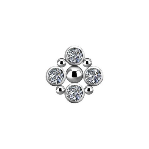 Titanium Attachment for (Type S) Internal Thread Labret - Premium Crystal - Bezel Cluster Design