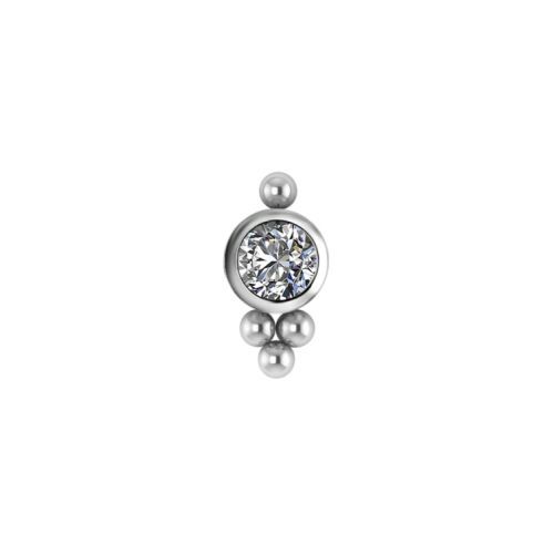 Titanium Attachment for (Type S) Internal Thread Labret - Premium Zirconia - Ball Cluster - 5mm