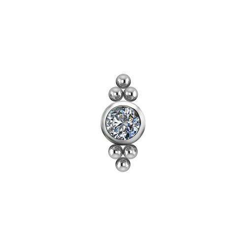 Titanium Attachment for (Type S) Internal Thread Labret - Premium Zirconia - Ball Triangle Cluster - 5mm
