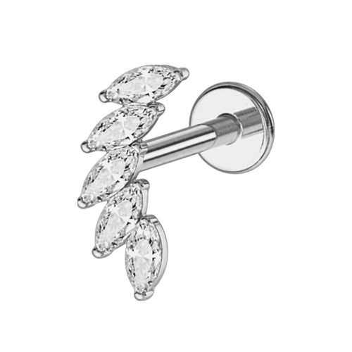 Titanium - Leaf Cluster - Cubic Zirconia - Threadless Labret