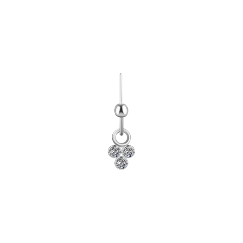Titanium Floating Helix, Vertical Helix & Contraconch  Attachment for Threadless Labret - Trinity Premium Zirconia - 4mm