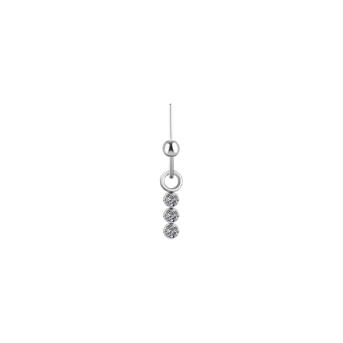 Titanium Floating Helix, Vertical Helix & Contraconch  Attachment for Threadless Labret - 3 Stone Drop Premium Zirconia - 4mm