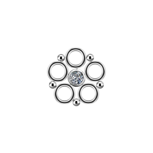 Titanium Flower Cluster Charm - Premium Zirconia