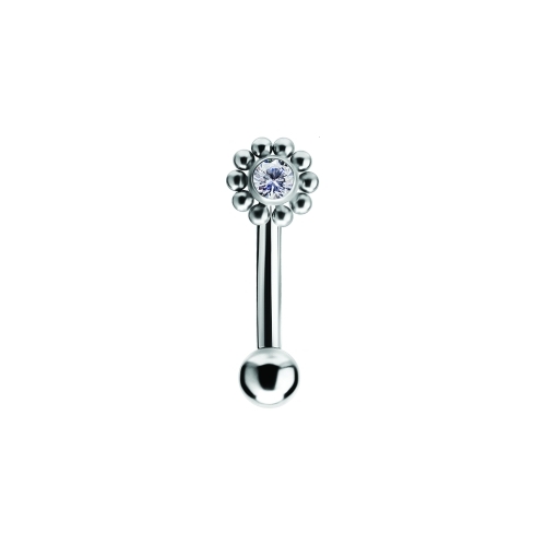 Titanium Internal Thread Rook Bar - Premium Zirconia Ball Flower Cluster