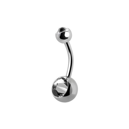 Titanium Double Jewelled Mini Belly Ring - 6mm Ball