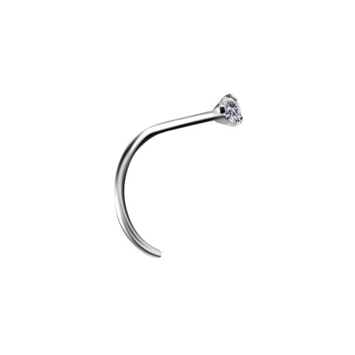 Titanium Pigtail Nose Stud - Claw Set Premium Zirconia
