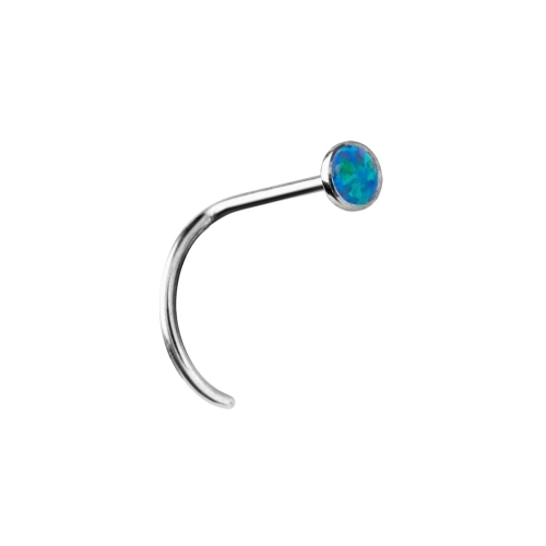 Titanium Pigtail Nose Stud - Lab Created Opal