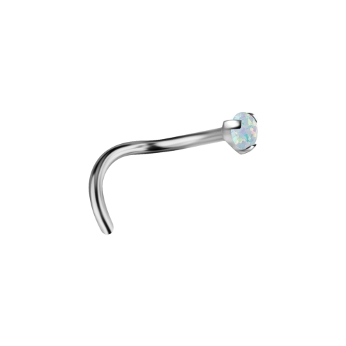 Titanium Pigtail Nose Stud Claw Set - Lab Created Opal