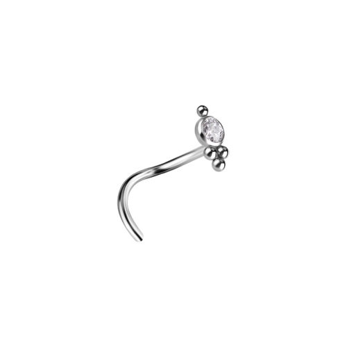 Titanium Pigtail Ball Cluster Nose Stud - Premium Zirconia - 5mm