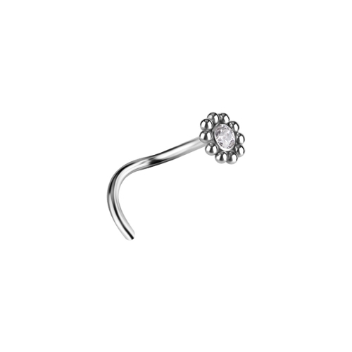 Titanium Pigtail Sun Nose Stud - Premium Zirconia - 2.5mm