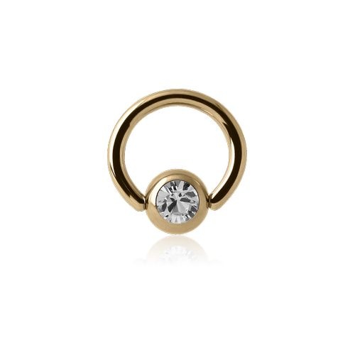 Zircon Gold Titanium Ball Closure Ring - Crystal Gem